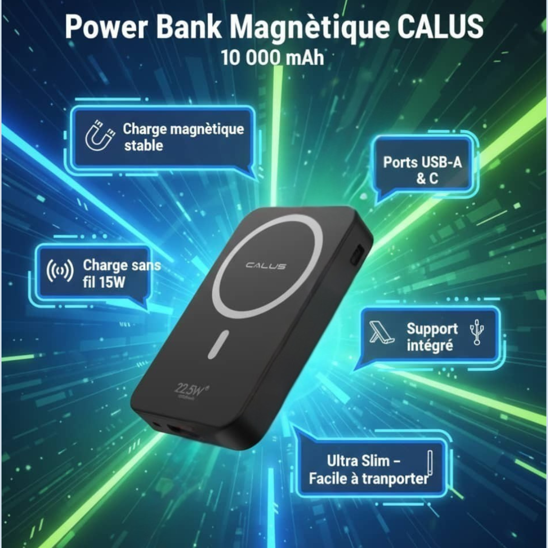 Power Bank magnétique sans fil 4 en 1